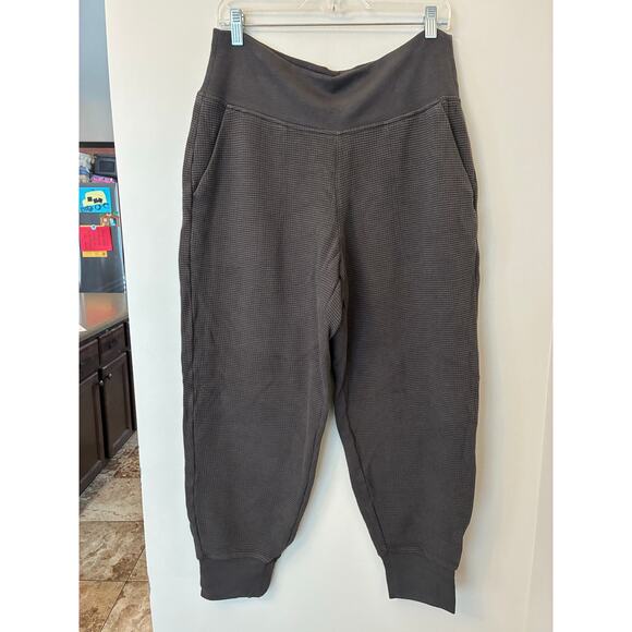 Athleta Pants Womens Large Coaster Luxe Waffle Jogger Brown High Rise - Picture 1 of 8